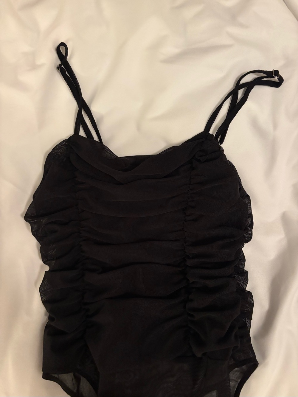 Black Ruched Women’s Bodysuit